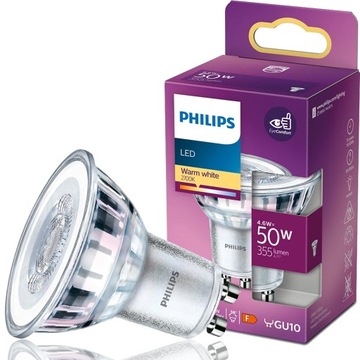PHILIPS Żarówka LED GU10 4,6W = 50W 2700K CIEPŁA BIAŁA 355lm 36° 230V