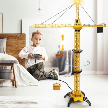 DUŻY DŹWIG ZDALNIE STEROWANY ŻURAW XXL OBROTOWY 128CM + DŹWIĘKI I DIODA LED