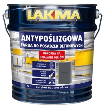 LAKMA AKRYBET B30 Farba do Betonu Posadzki Akrylowa Mocna Mat Grafitowa 10L