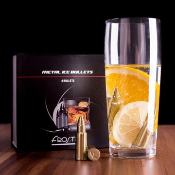 Metalowe Kostki do Drinków Whisky Pociski Złote