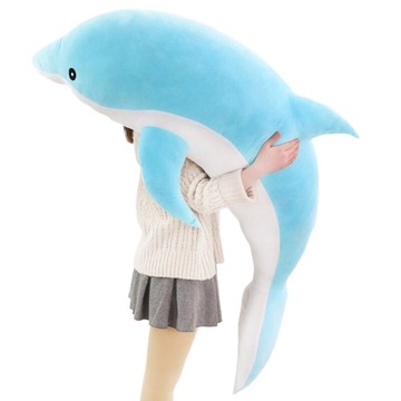 MASKOTKA DELFIN XL PLUSZAK PODUSZKA ZAGŁÓWEK 100CM Niebieski