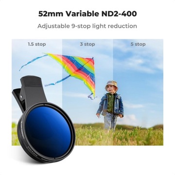 Регулируемый серый фильтр ND2-ND400 52 мм + держатель для телефона с зажимом для смартфона