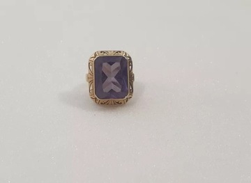 ŚLICZNY ZŁOTY PIERŚCIONEK VINTAGE Z KAMIENIEM 14CT/R.18/W.10,99G