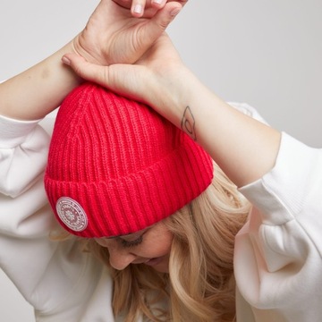 POLSKA RÓŻOWA CZAPKA ZIMOWA BEANIE NEONOWA CIEPŁA NA ZIMĘ RÓŻ NEON RÓŻOWY