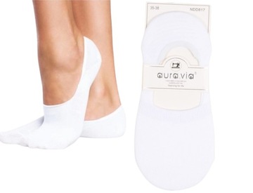 Białe skarpetki stopki z silikonem na pięcie unisex rozmiar 39-41 S2