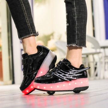 РОЛИКОВЫЕ КОНЬКИ ОБУВЬ С РОЛИКАМИ РОЛИКОВЫЕ КОНЬКИ LED ЧЕРНЫЕ РОЛИКОВЫЕ КОНЬКИ