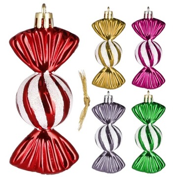 BOMBKI CHOINKOWE 6cm NIETŁUKĄCE cukierki NA CHOINKĘ kolorowe 5szt ZESTAW