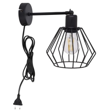 KINKIET LAMPKA ŚCIENNA LOFT DIAMENT Z WTYCZKĄ LED