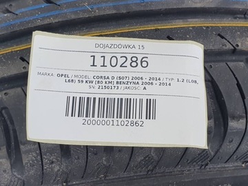 KOLO REZERVY DOJEZDOVDOJEZDOVÉ OPEL CORSA D 15 ET39 4X100