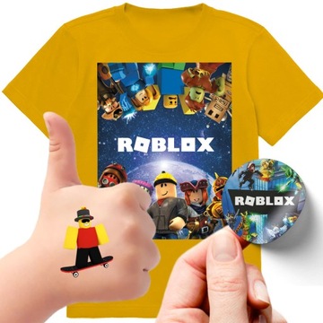 ZESTAW 3W1 KOSZULKA DLA DZIECI TATUAŻE NAKLEJKI ROBLOX 164 JAKOŚĆ