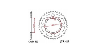 ЗАДНЯЯ ЗВЕЗДОЧКА BJ250 KLE 500 KLR 650 KLX 650 JTR 487 43