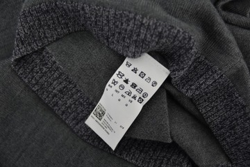 HUGO BOSS sweter męski szary wełna dekolt V-neck serek elegancki L