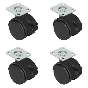 4x KÓŁKO MEBLOWE ROLKA Z HAMULCEM KÓLKO OBROTOWE DO MEBLI fi 50mm SOLIDNE