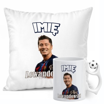 Zestaw personalizowany Kubek Piłkarski + Poduszka Lewandowski FC Barcelona
