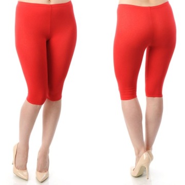 LEGGINSY BAWEŁNIANE GETRY LEGINSY 3/4 CZERWONE XXL