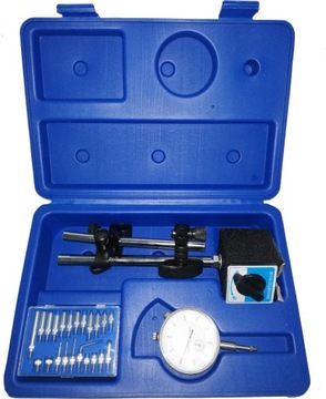 CZUJNIK ZEGAROWY STATYW MAGNETYCZNY 0-10mm Z KOŃCÓWKAMI PODZIAŁKA 0,01mm