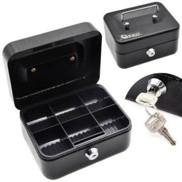 МЕТАЛЛИЧЕСКАЯ КАССЕТА ДЛЯ ДЕНЕГ С КЛЮЧОМ, МАЛЕНЬКИЙ СЕЙФ ДЛЯ МАГАЗИНА, ЧЕРНЫЙ