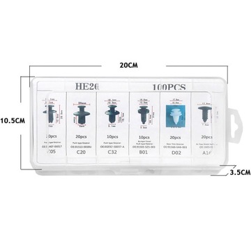 Зажимы Булавки Зажимы Съемник обивки автомобиля НАБОР 103 шт.