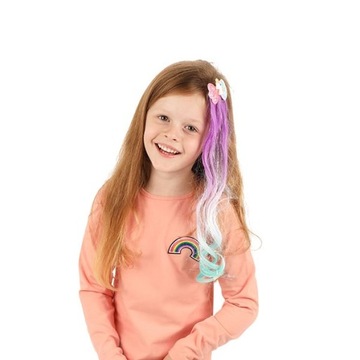 PASEMKA DO WŁOSÓW DOCZEPIANE TĘCZOWE SPINKA BROKAT