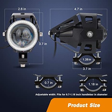 2x ГАЛОГЕННЫЕ МОТОЦИКЛОВЫЕ ЛАМПЫ, КОЛЬЦЕВЫЕ СВЕТОДИОДНЫЕ ФАРЫ