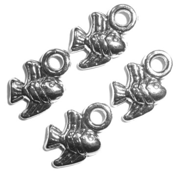 HURT ZAWIESZKI CHARMS METAL MAŁE RYBKI 50szt RYBA ZAWIESZKA WISIOREK RYBKA