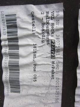 BMW F22 F23 M235I NÁRAZNÍK ZADNÍ PACKET ROT A75