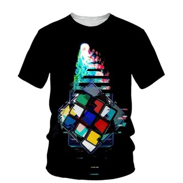 3D Rubik's Cube Printed T-shirt Men 2021