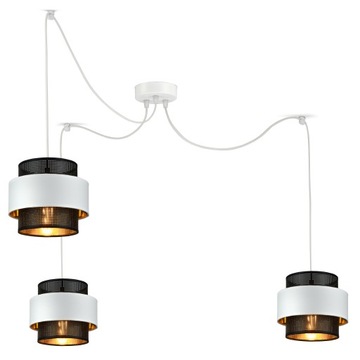 Lampa Wisząca Żyrandol GLAMOUR Biała Czarna Złota