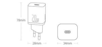 БЫСТРОЕ ЗАРЯДНОЕ УСТРОЙСТВО BASEUS ДЛЯ IPHONE ИСТОЧНИК ПИТАНИЯ ДЛЯ ТЕЛЕФОНА USB-C TYPE-C QC 20 Вт PD