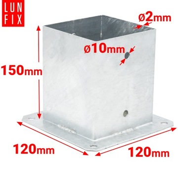 Основание опоры на болтах 120х120мм Анкерный кронштейн для опоры PSP4, оцинкованный, 1 шт.