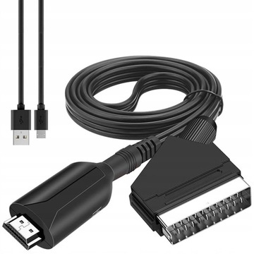 Kabel przewód Adapter konwerter z Euro HDMI na SCART PAL/NTSC 1080P HD 1m