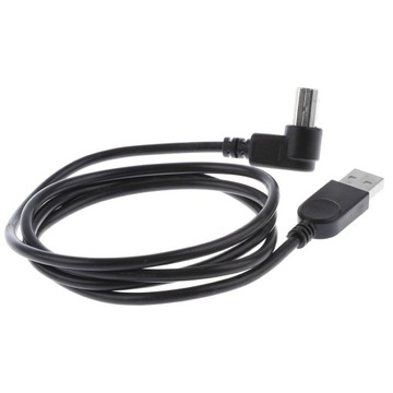 Kabel drukarki USB2.0 z wtykiem męskim na kątowy adapter typu B. Zagięcie kabla