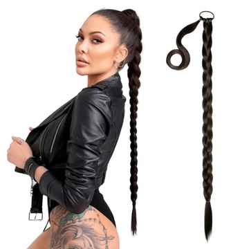 Sztuczne włosy na warkocz jak naturalne MEGA DŁUGI kucyk na gumce 85 cm