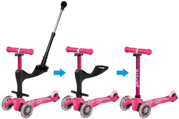 Микро - Детский самокат Mini 3в1 Deluxe Plus Розовый