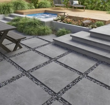GRUBE 2 CM PŁYTY TARASOWE 60X60 SZARY GRAFIT gat.2