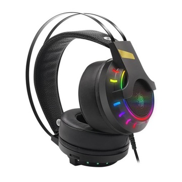 SŁUCHAWKI GAMINGOWE RGB LED MIKROFON USB JACK