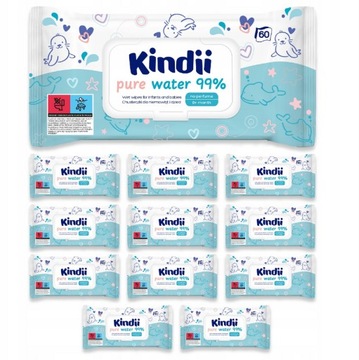 Chusteczki nawilżane Kindii WATER PURE 12 x 60 szt