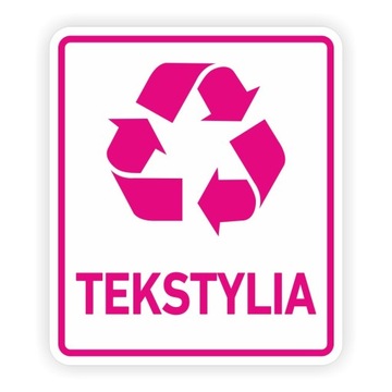 Naklejka nalepka wodoodporna na kosz pojemnik TEKSTYLIA ubrania odzież 15cm