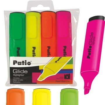 ZAKREŚLACZE 4 KOLORY PATIO W ETUI MARKERY PISAKI