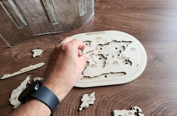 DREWNIANE ekologiczne PUZZLE MAPA ŚWAITA MONTESSORI kontynenty nauka