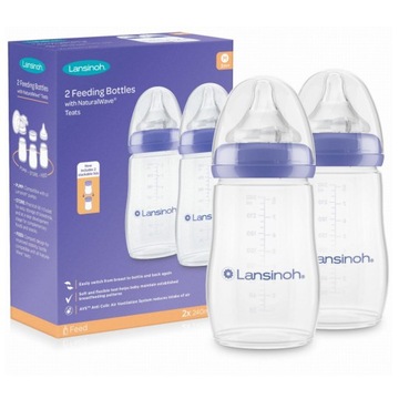 LANSINOH BUTELKA 240ml SMOCZEK ŚREDNI PRZEPŁYW 2 SZTUKI