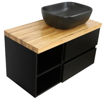 ZESTAW POD UMYWALKĘ | LAKIER CZARNY MAT + BLAT LITY DĄB | 70 CM