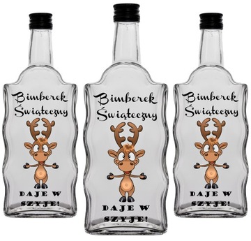 5X BUTELKI NA BIMBER ŚWIĄTECZNY ***** ***WESOŁYCH