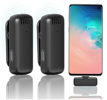 2 беспроводных микрофона USB-C для Android-смартфона