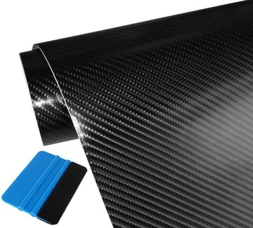 FOLIA CZARNA CARBON 4D 50cm*152cm OKLEINA CZARNY KARBON SAMOCHODOWA + RAKLA