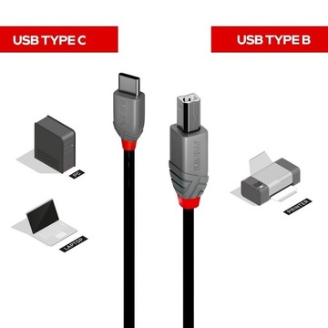 Lindy 36941 Кабель Anthra Line USB 2.0 C-B — 1 м