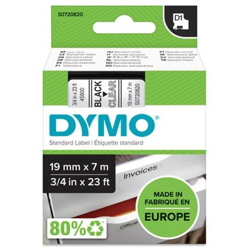 Taśma DYMO D1 45800 19mm clear/czarny oryginalna