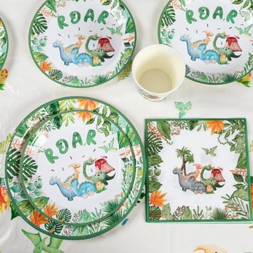 Одноразовая посуда на тему динозавра, украшение на день рождения