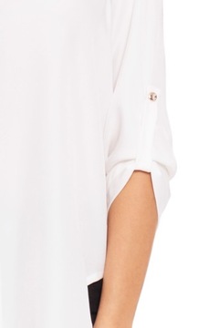 БЕЛАЯ ЖЕНСКАЯ РУБАШКА, РУКАВ 3/4, ЭЛЕГАНТНАЯ, ДЛИННАЯ, ЖЕНСКАЯ, ГЛАДКАЯ, MORAJ, XXL