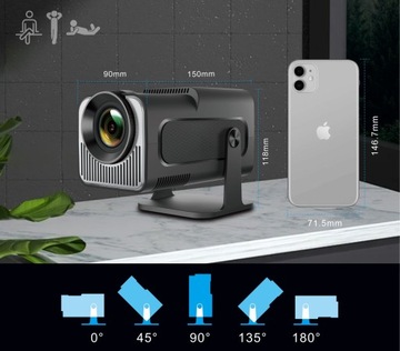 ПРОЕКТОР ANDROID TV WIFI FULL HD ПОРТАТИВНЫЙ УМНЫЙ ВРАЩАЮЩИЙСЯ ДИНАМИК